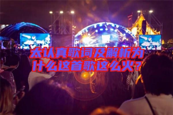太認真歌詞及解析為什么這首歌這么火？
