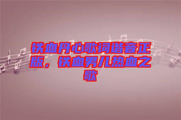 鐵血丹心歌詞諧音正版，鐵血男兒熱血之歌