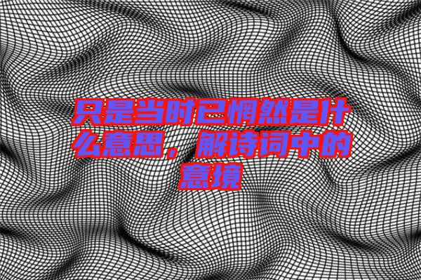 只是當(dāng)時已惘然是什么意思，解詩詞中的意境
