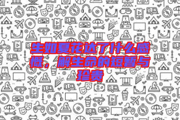 生如夏花達(dá)了什么感慨，解生命的短暫與珍貴