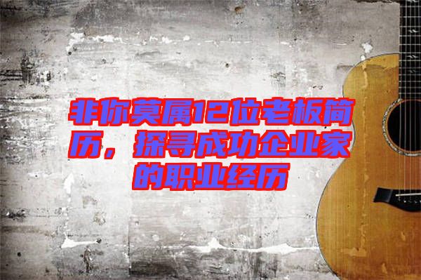 非你莫屬12位老板簡歷，探尋成功企業(yè)家的職業(yè)經(jīng)歷