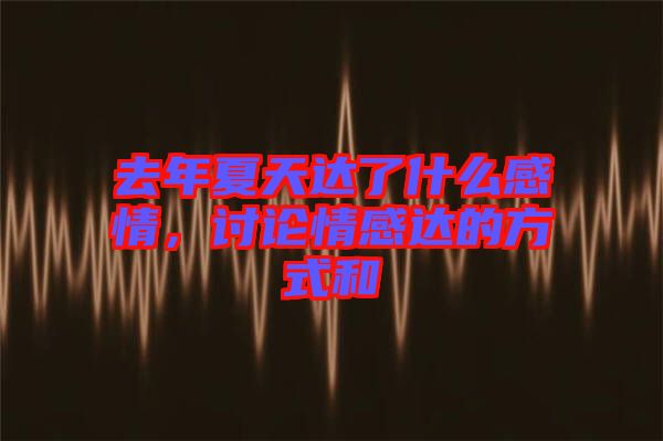 去年夏天達(dá)了什么感情，討論情感達(dá)的方式和