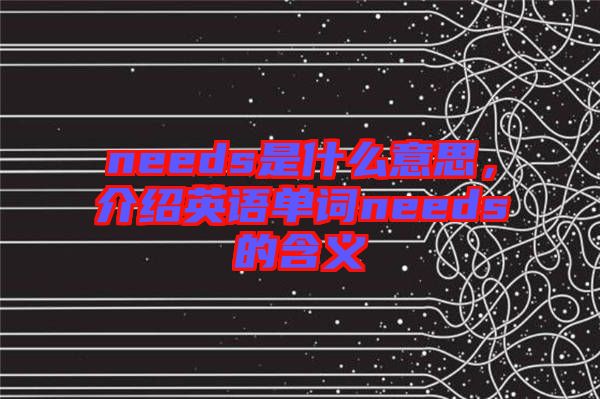 needs是什么意思，介紹英語單詞needs的含義