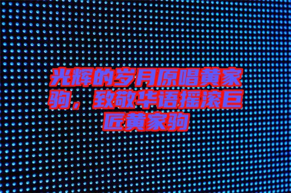 光輝的歲月原唱黃家駒，致敬華語搖滾巨匠黃家駒