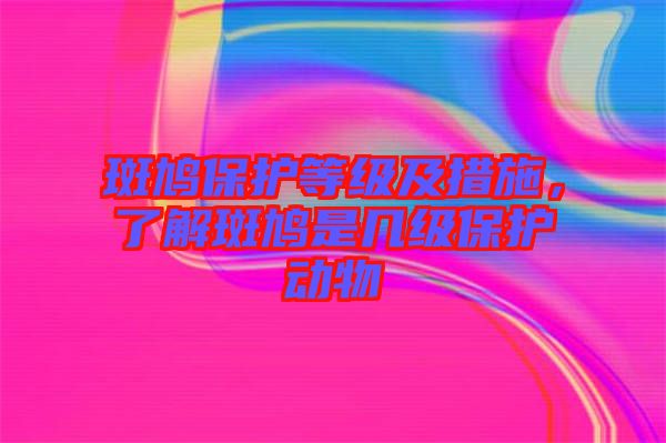 斑鳩保護(hù)等級及措施，了解斑鳩是幾級保護(hù)動物