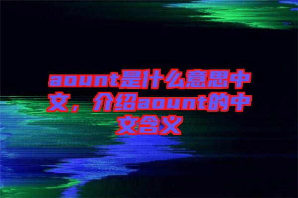 aount是什么意思中文，介紹aount的中文含義