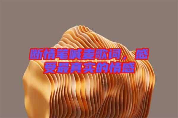 斷情筆喊麥歌詞，感受最真實的情感