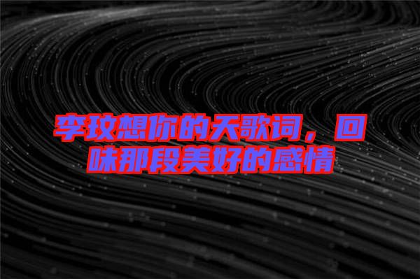 李玟想你的天歌詞，回味那段美好的感情
