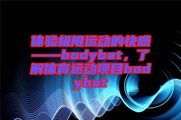 體驗(yàn)極限運(yùn)動的快感——bodybat，了解體育運(yùn)動項(xiàng)目bodybat
