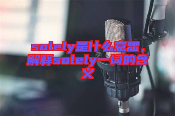 solely是什么意思，解釋solely一詞的含義