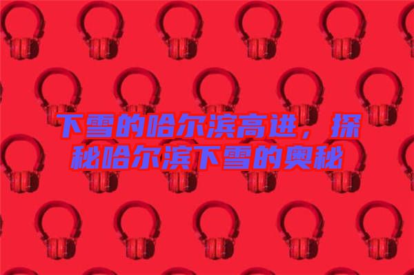 下雪的哈爾濱高進(jìn)，探秘哈爾濱下雪的奧秘