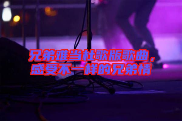 兄弟難當(dāng)杜歌版歌曲，感受不一樣的兄弟情