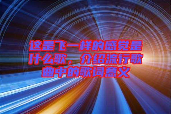 這是飛一樣的感覺(jué)是什么歌，介紹流行歌曲中的歌詞意義