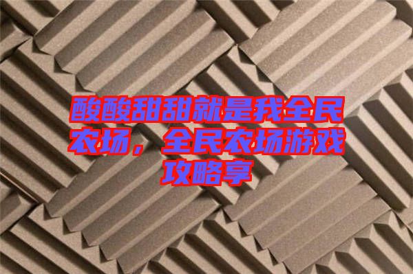 酸酸甜甜就是我全民農(nóng)場，全民農(nóng)場游戲攻略享