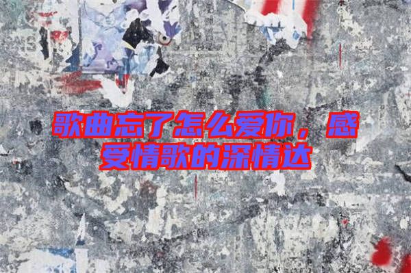 歌曲忘了怎么愛你，感受情歌的深情達