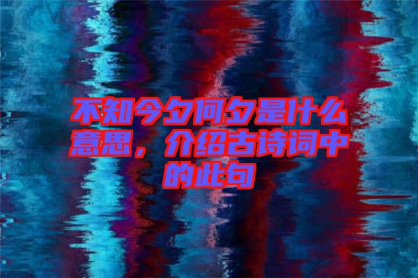 不知今夕何夕是什么意思，介紹古詩(shī)詞中的此句