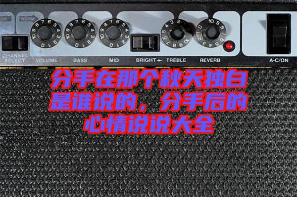 分手在那個(gè)秋天獨(dú)白是誰說的，分手后的心情說說大全