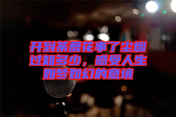 開到荼蘼花事了塵煙過知多少，感受人生如夢如幻的意境