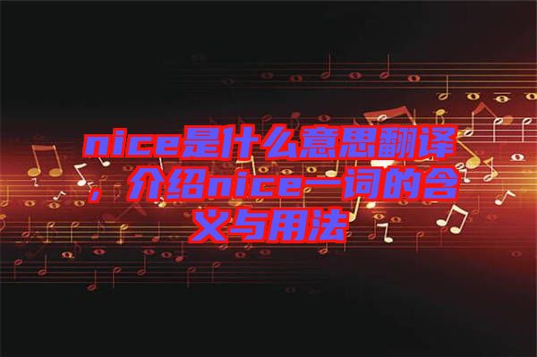nice是什么意思翻譯，介紹nice一詞的含義與用法