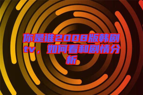 你是誰2008版韓劇tv，如何看和劇情分析