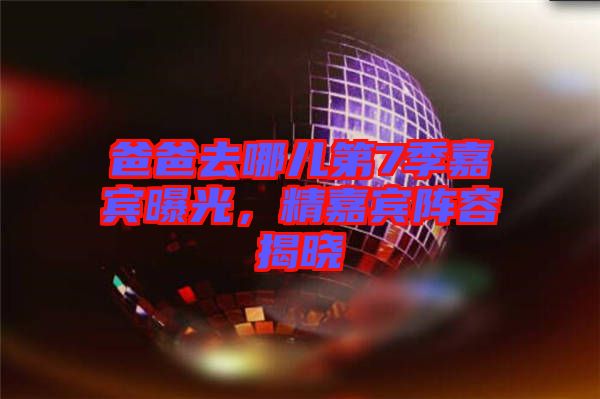 爸爸去哪兒第7季嘉賓曝光，精嘉賓陣容揭曉