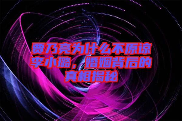 賈乃亮為什么不原諒李小璐，婚姻背后的真相揭秘